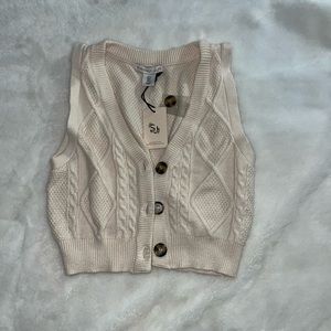Sincerely Jules Small Beige Cropped Button Up Sweater Vest